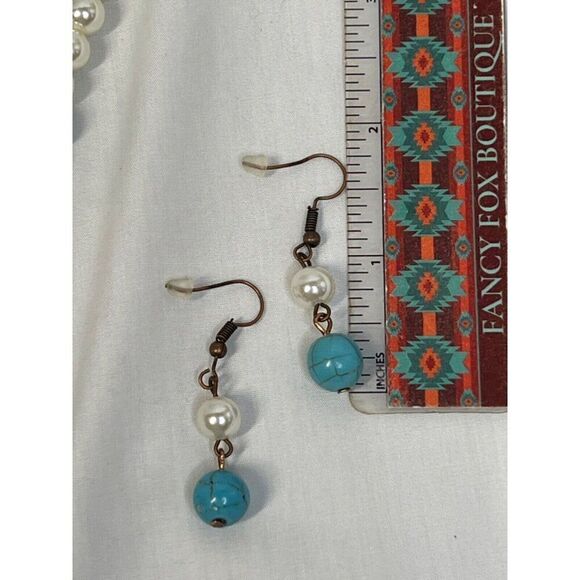 SOUTHWEST TURQUOISE PEARL FANCY Western Rodeo Cowgirl Fashion Necklace Set New - Picture 15 of 16